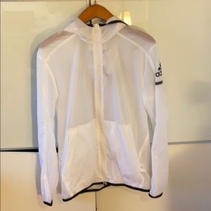 [like new] Adidas white Hooded Windbreaker